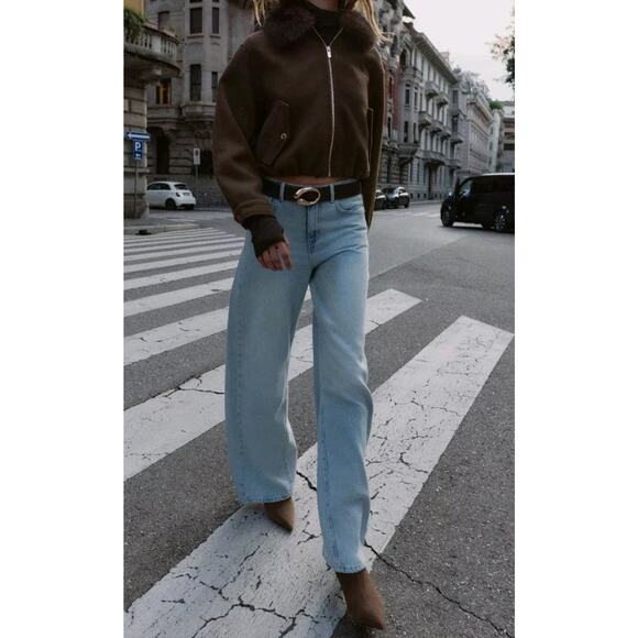 NWT Zara High Rise extra wide-leg blue jeans size 0 Light Blue Wash 31" Inseam - Picture 5 of 10